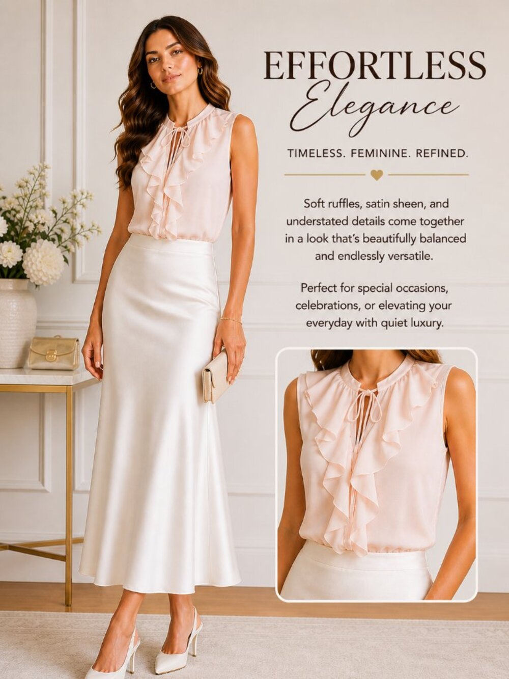 Tommy Hilfiger Pale Pink Sleeveless Ruffle Neck Tie SP Party- Occasion Top